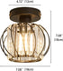 MHUYEIN Semi Flush Mount Ceiling Light Fixture, Crystal Chandelier, Retro Industrial Light for Kitchen Cafe Bar Bedroom Living Room Passway Hallway (Black)