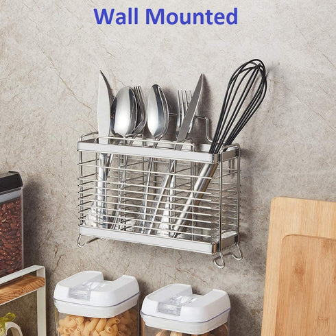 Utensil Holder Sink Caddy Sponge Holder with 3 Divided Compartments, Sturdy 304 Stainless Steel, Rust Proof