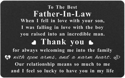 Laluminter Father In Law Engraved Wallet Card Inserts, Worlds Best Father-in-law Ever, Thank You for Raising The Man of My Dreams Fathers Day Presents