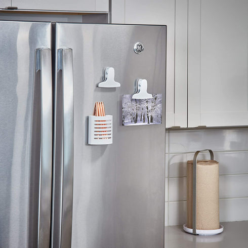 iDesign Forma Magnetic Modern Pen and Pencil Holder, Writing Utensil Storage Organizer for Kitchen, Locker, Home, or Office, Set of 1, Matte White