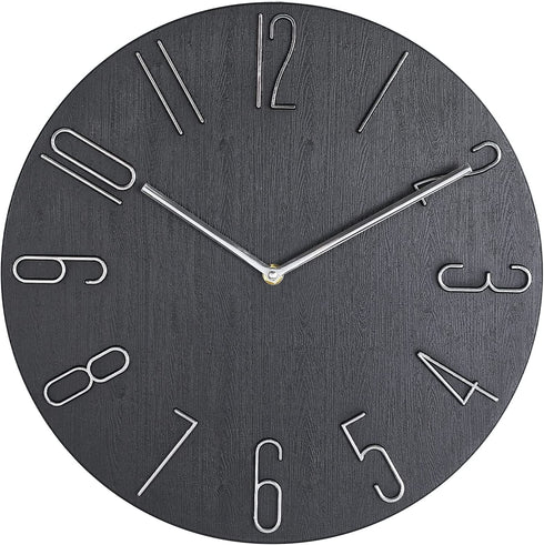 14 inch Modern Wall Clock Minimalist Block Silent and Non-Ticking Imitation Wood 3D Round Stereo Digital Indoor Clock, Family Living Room, Kitchen, Bedroom, Office, Hotel
