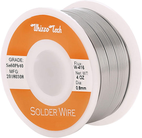 Whizzotech Solder Wire 60/40 with Flux Rosin Core for Electrical Soldering 4oz/100g/0.22lb Diameter 0.032 Inch/0.8mm