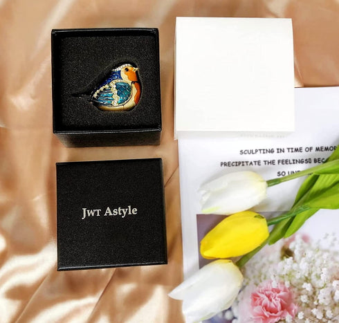 JWT Astyle Robin Bird Hinged Jewelry Box with Stones , Collectible Animal Trinket Box.Rings Earrings Storage Boxes,Bird Figurine Home Decor Gift.