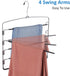 Pants Hangers 4 Pieces, Swing Arm Trousers Hanger, Space Saving Pants Rack, 5 Layers Jeans Hangers with Non-Slip, Multiple Pants Hanger Closet Organizer for Trousers Scarves Ties