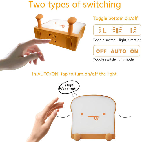 QANYI Cute Night Light Toast Bread LED Night lamp with Rechargeable and Timer, Portable Bedroom Bedside Bed lamp Birthday Gifts Ideas for Tween Teenage Teenager Teen Girls Boys Women