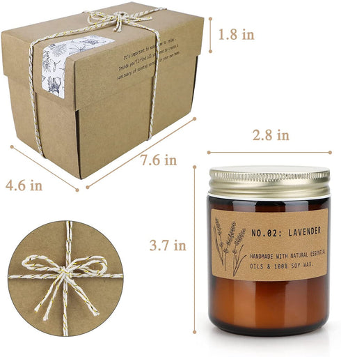 Sandalwood and Lavender Scented Candles, Soy Candles for Home Scented, Aromatherapy Candle for Women, Candle Gift Set for Birthday, Valentine's Day Mother's Day, Long Lasting Candles, 7.2oz, 2 Pack
