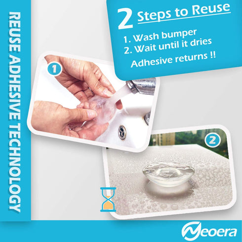 Neoera Door Stopper Wall Protector (Clear, 10pack)-Quiet, Shock Absorbent Gel - Adhesive Reusable Bumper Protector, Wall Shield & Silencer for Door Handle, Soft Rubber Round Door Stop 2