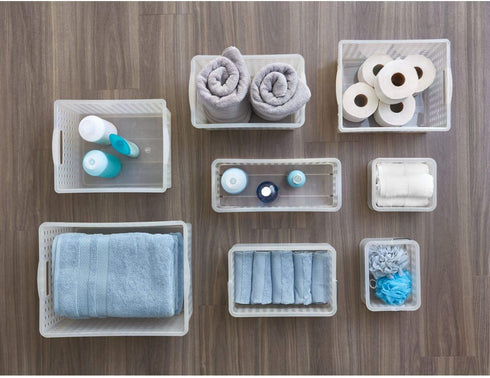 iDesign Modulon X/6 BPA-Free Recycled Plastic Large Stackable Basket, 11.2" x 14.3" x 8.1", Frost