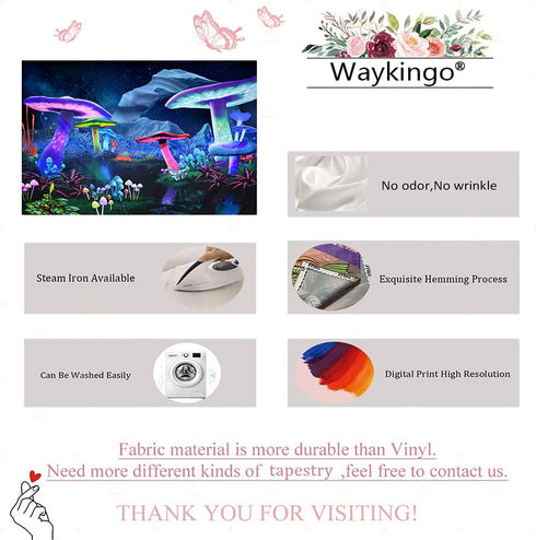 Waykingo Trippy Mushroom Psychedelic Tapestry Wall Tapestry for Bedroom Aesthetic,Cool Trippy Tapestry Wall Hanging Tapestry for Men,Funny Tapestries for Bedroom,Dark Tapestry Wall Hanging Trippy