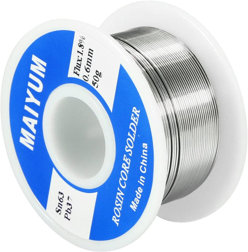 MAIYUM 63-37 Tin Lead Rosin Core Solder Wire for Electrical Soldering (0.6mm 50g)