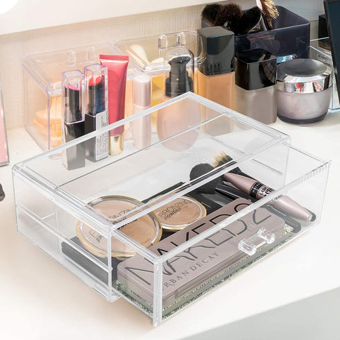 Sorbus Acrylic Cosmetics Makeup and Jewelry Storage Case Display Sets Interlocking Drawers to Create Your Own Specially Designed Makeup Counter Stackable and Interchangeable