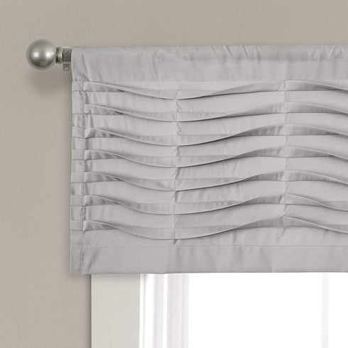 Lush Decor, Light Gray Wave Texture Valance | Pleated Ruffle Fold Window Kitchen Curtain (Single), 18? x 52