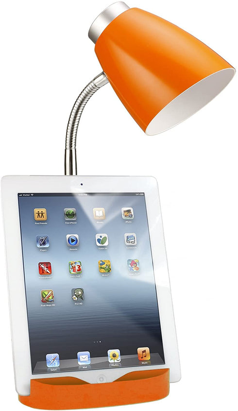 Limelights LD1002-ORG Gooseneck Organizer iPad Stand or Book Holder Desk Lamp, Orange