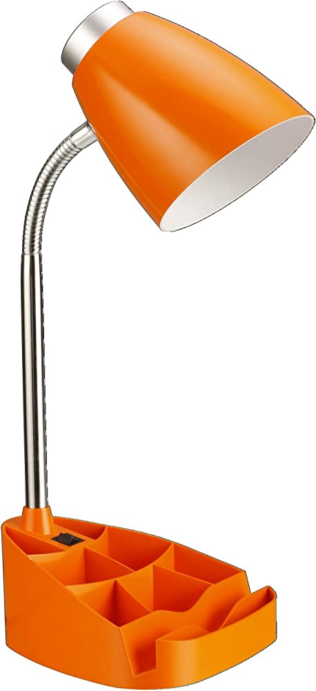 Limelights LD1002-ORG Gooseneck Organizer iPad Stand or Book Holder Desk Lamp, Orange