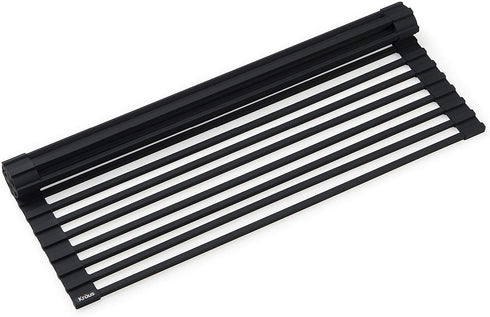 Kraus KRM-11BL Multipurpose Over Sink Roll-Up Dish Drying Rack, Matte Black,16 7/8 in. x 12 in.
