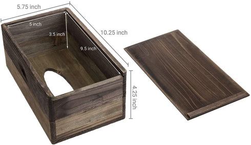 MyGift Dark Torched Wood Rectangular Tissue Holder - Decorative FramhouseBathroom Facial Tissue Dispenser