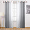 DWCN Grey Faux Linen Ombre Sheer Curtains - Semi Voile Gradient Grommet Top Curtains for Bedroom and Living Room, Set of 2 Window Curtain Panels, 52 x 90 Inches Long