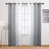 DWCN Grey Faux Linen Ombre Sheer Curtains - Semi Voile Gradient Grommet Top Curtains for Bedroom and Living Room, Set of 2 Window Curtain Panels, 52 x 90 Inches Long