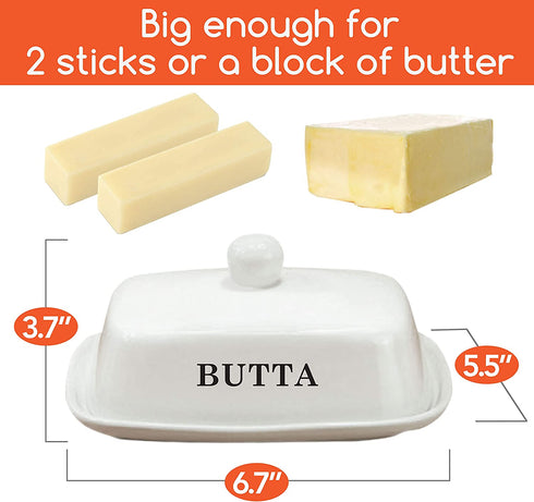 Butter Dish with Lid | Perfect Gift for Cooks | LARGE - Fits Block of Butter or 2 Sticks