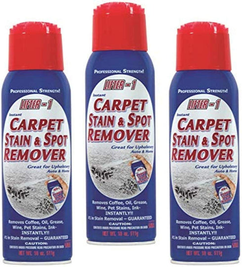 LIFTER-1 Carpet Stain & Spot Remover 3 -Pack for Tough Stains Such as Oil, Grease, Cola, Wine & Pet Stains