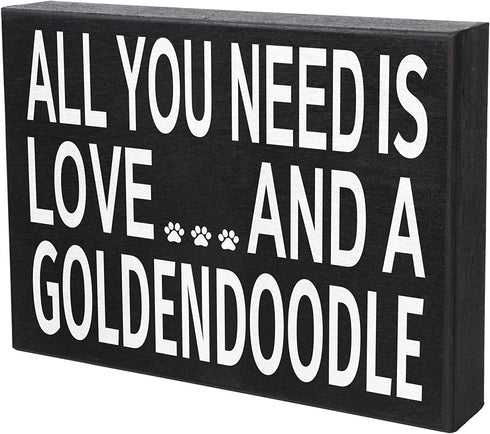 JennyGems All You Need Is Love and a Goldendoodle Sign, Goldendoodle Gift, Goldendoodle Decor, Goldendoodle Mom, Box Sign and Wall Hanging, American Made 8x6 Inches