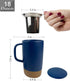 Mora Ceramics Large Tea Mug with Loose Leaf Infuser and Ceramic Lid, 18 oz, Portable, Microwave and Dishwasher Safe, Tall Coffee Cup - Rustic Matte Ceramic Glaze, Modern Herbal Tea Strainer, Deep Blue