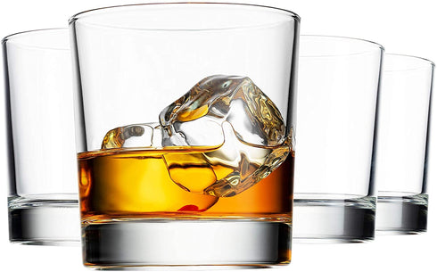 Godinger Old Fashioned Whiskey Glasses, Italian Made Glass Beverage Cups - Set of 4