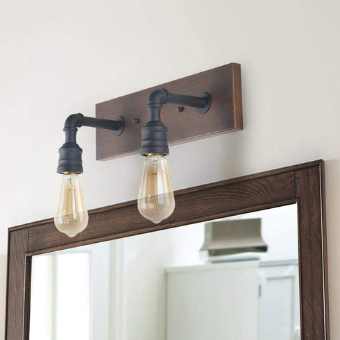 LNC 2-Light Vanity Lights Wall Sconce Black Wall Lamp Industrial Bathroom Wall Lighting