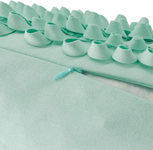 KINGROSE 3D Handmade Flower Decorative Throw Pillow Cover Soft Artistic Cushion Cover Solid Pillow Case Sham for Sofa Couch Chair Home Decor 12 x 20 Inches Solid Suede Mint Green