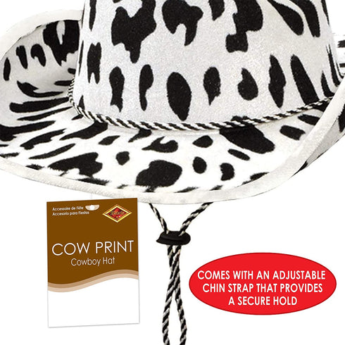 Beistle Adult Size Cow Print, White/Black-for Western Theme, Wild West Party, Cowboy Hat