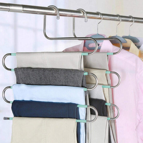 Myfolrena Pants Hangers, Updated S Shaped Hanger Non Slip Clothes Hanger Space Saving for Jeans Trousers Slacks Leggings (Teal-4 Pack)