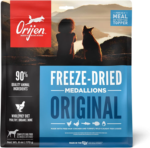 ORIJEN Original Freeze-Dried Dog Food, 6oz, High Protein, Grain-free Meal & Food Topper