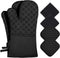 Oven Mitts and Pot Holders Kitchen: 500„‰ Heat Resistant Oven Gloves with Kitchen Towels Silicone Ovenmitts Hotpads Set - Quilted Long Kitchen Mittens Potholders Washable Mits Hot Pads for Baking