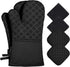 Oven Mitts and Pot Holders Kitchen: 500„‰ Heat Resistant Oven Gloves with Kitchen Towels Silicone Ovenmitts Hotpads Set - Quilted Long Kitchen Mittens Potholders Washable Mits Hot Pads for Baking