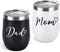 Mom and Dad Wine Tumbler Set, Funny Christmas Gifts for New Parents New Pregnancy New Dad New Mom Anniversary Birthday, Stainless Steel Insulated Wine Tumbler with Lid(12oz, Black and White)
