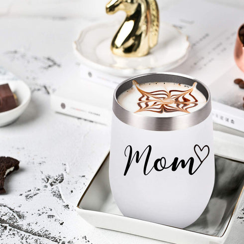 Mom and Dad Wine Tumbler Set, Funny Christmas Gifts for New Parents New Pregnancy New Dad New Mom Anniversary Birthday, Stainless Steel Insulated Wine Tumbler with Lid(12oz, Black and White)