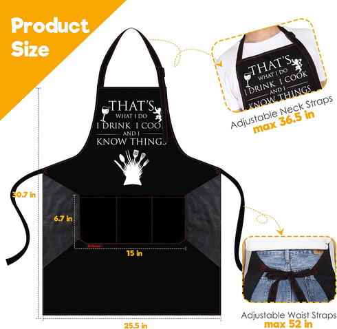 BRITEREE Funny Aprons for Men, Women with Handy Hand-Wiping Towels - Game of Thrones Gifts for Men, Dad, Boyfriend, Husband, Friends, Him - Mothers Day Gifts for Mom, Wife, Her - Kitchen Cooking BBQ Grill Chef Apron with 3 Pockets
