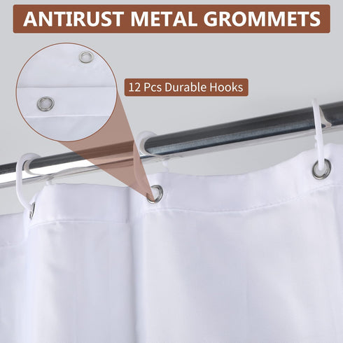 Ombre Shower Curtain with Tassels, Fabric Grey Shower Curtain Set with Hooks, FLYMALL Waterproof Machine Washable Gradient White and Gray Bathroom Curtains 72 x 72 Inch (Ombre Grey)