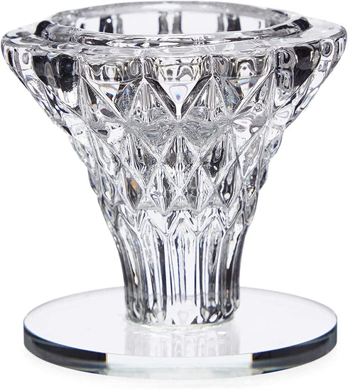 Okuna Outpost Crystal Glass Candle Holders for Candlesticks (2.4 x 2.3 Inches, 12 Pack)