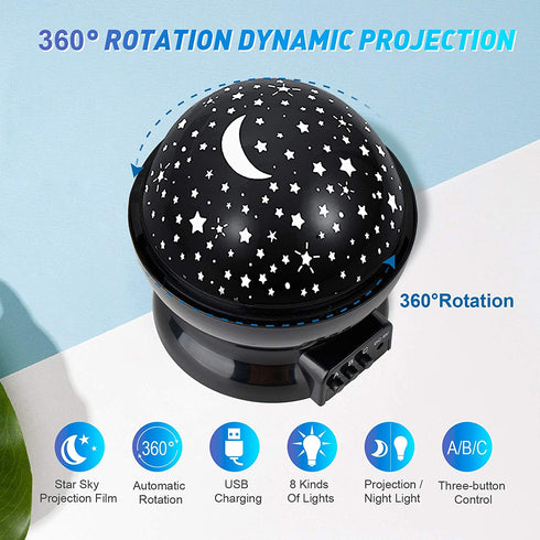 Baby Night Lights, Moon Star Projector 360 Degree Rotation - 4 LED Bulbs 8 Color Changing Light, Romantic Night Lighting Lamp, Unique Gifts for Birthday Nursery Women Children Kids Baby