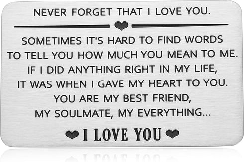 Husband Boyfriend Christmas Gifts Wallet Insert for Men Him from Wife Girlfriend Birthday Valentines Present Love Card for Hubby Fiancé Groom Fathers Day Anniversary New Year Wedding Gift Him Her