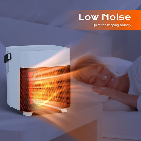 CanJoo Space Heater, Small Space Heater, 650W/1200W Safe Portable Electric PTC Ceramic Space Heater for Bedroom Dorm Office Desktop Bathroom & Indoor Use White