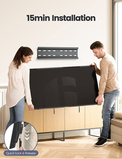 PERLESMITH Tilting TV Wall Mount Bracket Low Profile for Most 23-55 inch LED LCD OLED, Plasma Flat Screen TVs with VESA 400x400mm Weight up to 115lbs
