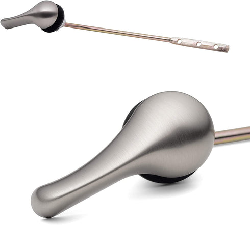 Qualihome Brushed Nickel Toilet Tank Flush Lever Handle, Universal Front Mount with Nut Lock, Fits Most Toilets