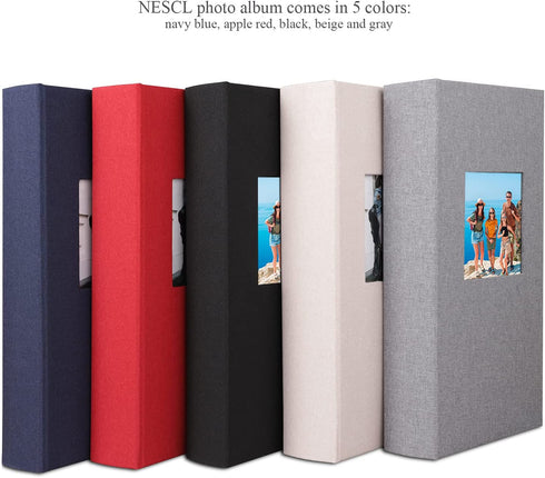 NESCL Photo Album 4x6 Photos Hold 408 Slip-in Acid-Free Black Pockets Picture Book, Linen Cover Small Photo Albums for Wedding Anniversary Family Baby Vacation Christmas Gifts (Blue)