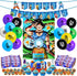 Birthday Party Decorations, 85 Pcs Party Supplies - Backdrop, Banner, Balloon, Cupcake Toppers, Stickers for Anime Themed Party