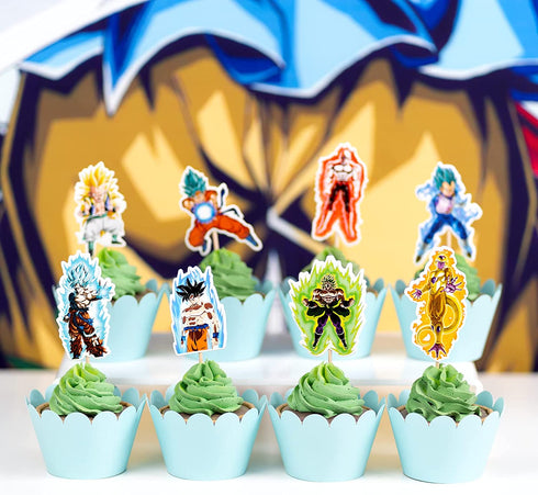 Birthday Party Decorations, 85 Pcs Party Supplies - Backdrop, Banner, Balloon, Cupcake Toppers, Stickers for Anime Themed Party
