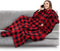 PAVILIA Fleece Blanket with Sleeves and Foot Pockets for Women Men Adult, Wearable Blanket Throw Wrap, Warm Cozy Extra Soft Sleep Hug Blanket with Feet, Gift for Women Mom (Checkered Red)