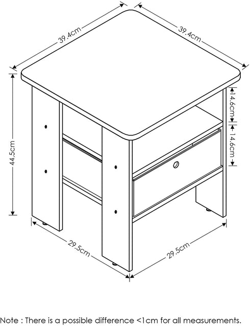 Furinno Andrey End Table / Side Table / Night Stand / Bedside Table with Bin Drawer, Americano/Medium Brown