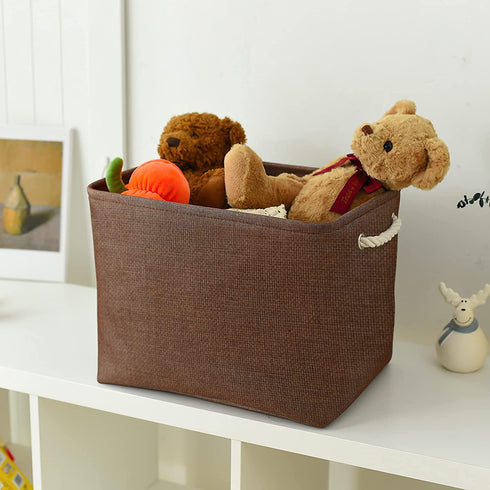 TheWarmHome Large Baskets for Storage Rectangular Basket Decorative Basket Fabric Storage Bin Brown Storage Basket Shoes Basket Towel Basket Cloth Baskets Blanket Storage(Brown, Extra Large-1 Pack,17.7L×13.8W×9.8H)